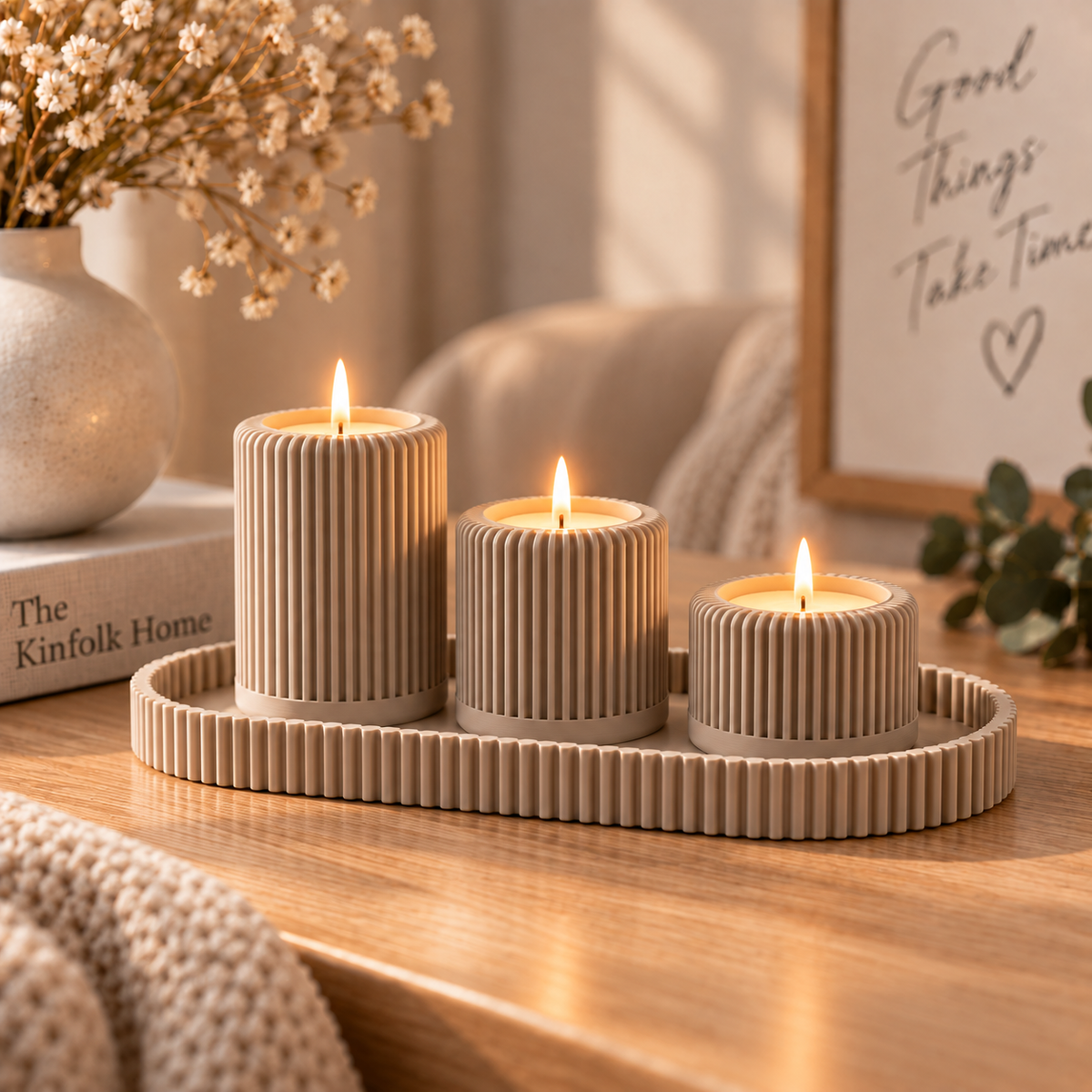 ALAZ – Bougeoirs & plateau design Silver & Glow