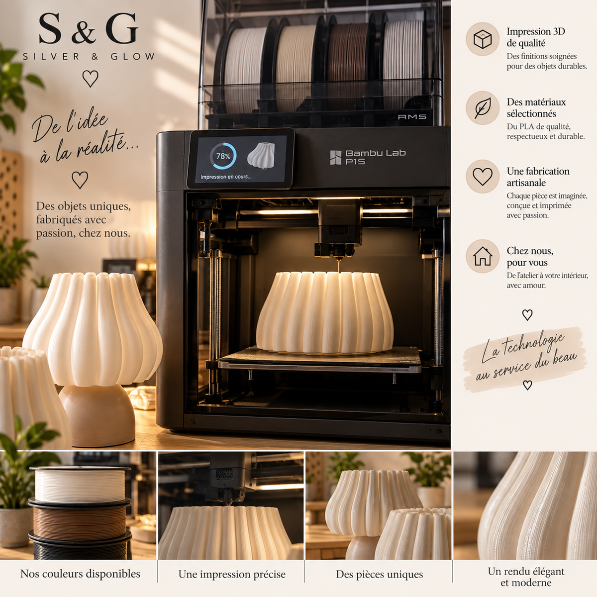 GLOW ONE – Lampe design Silver & Glow