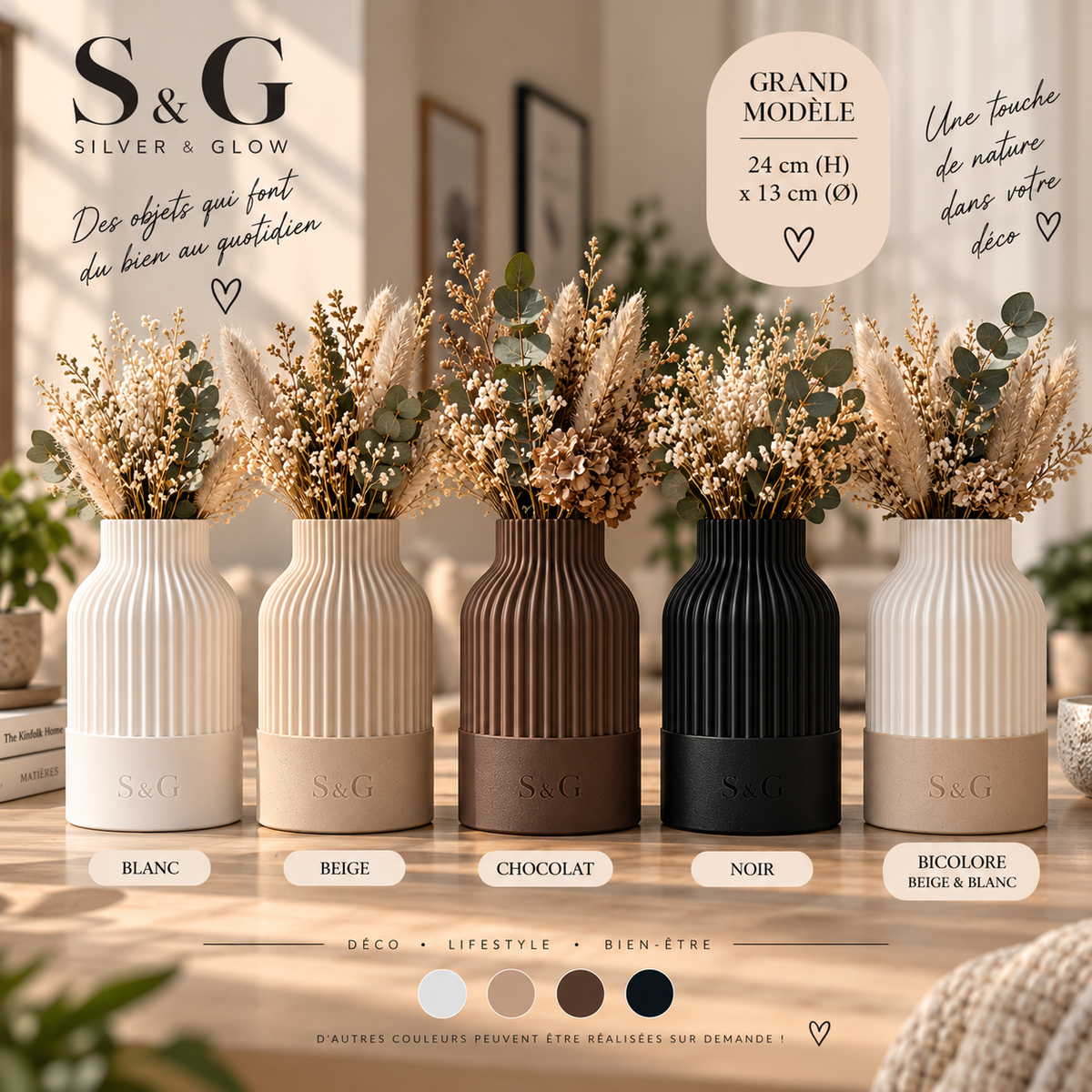 Vase LINEA – Silver & Glow