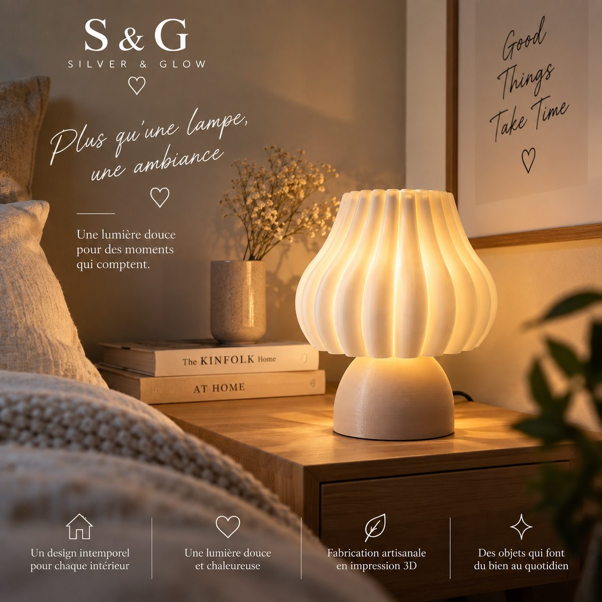 GLOW ONE – Lampe design Silver & Glow