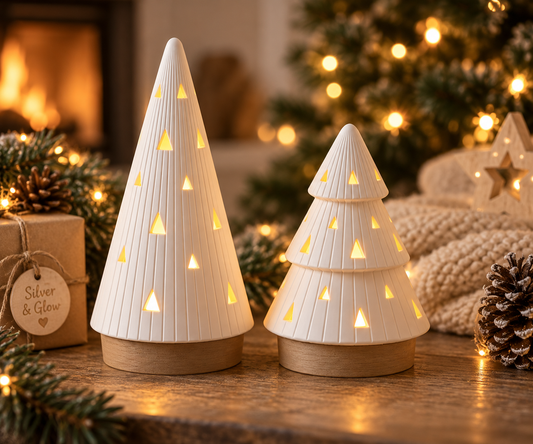 SYLVA – Duo de sapins lumineux de Noël | Silver & Glow