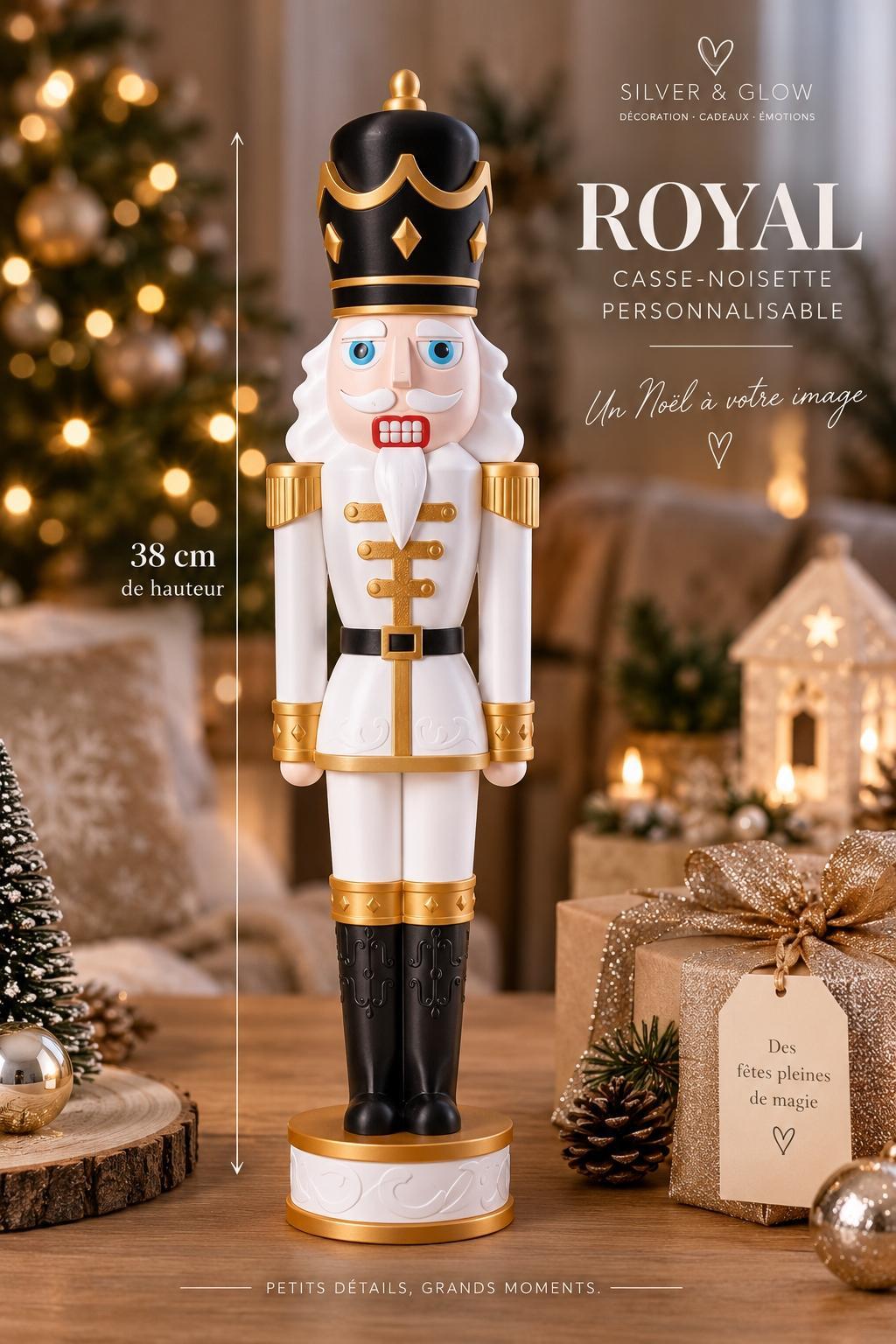 ROYAL – Casse-noisette de Noël personnalisable 38 cm | Silver & Glow
