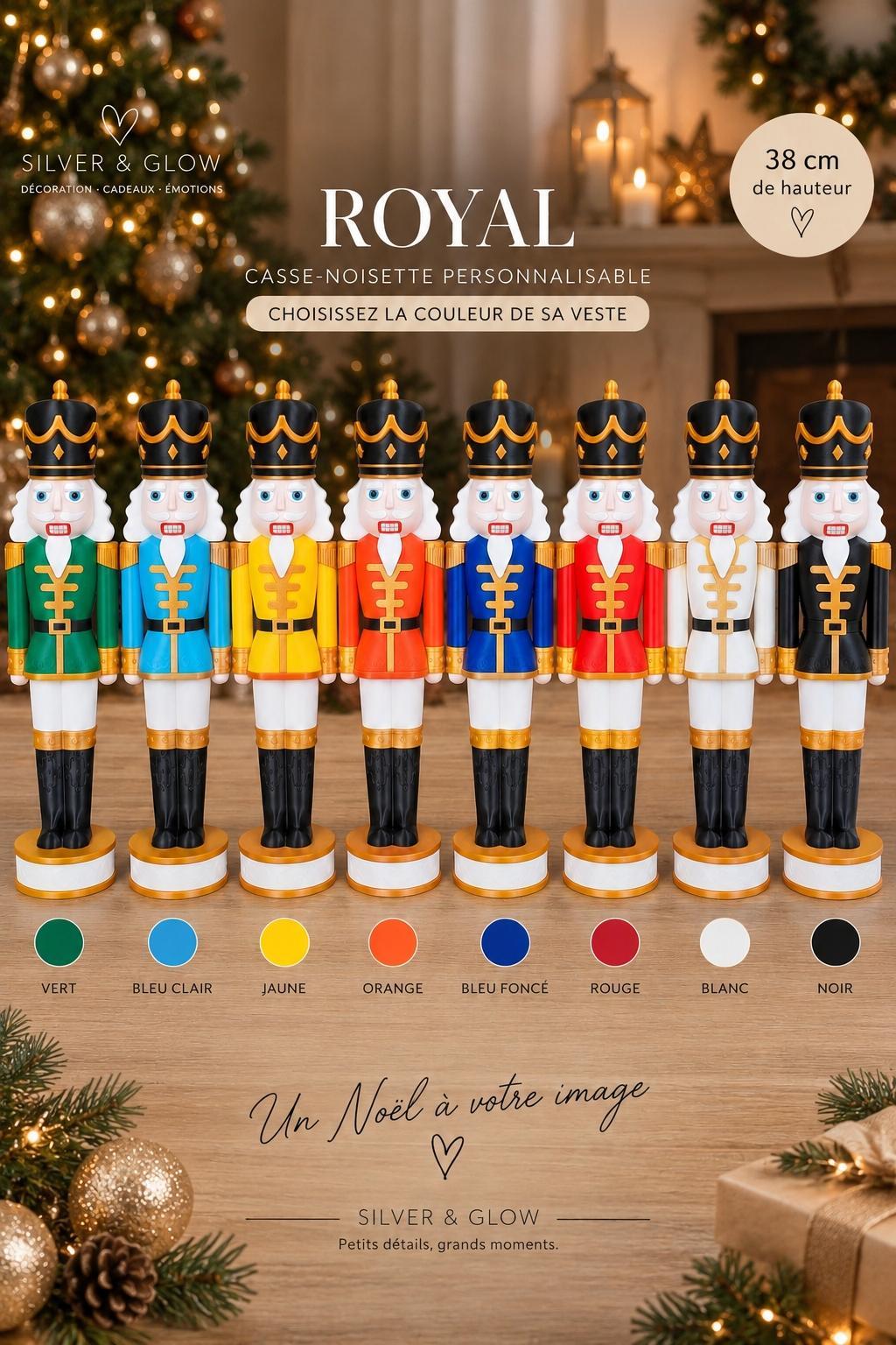 ROYAL – Casse-noisette de Noël personnalisable 38 cm | Silver & Glow
