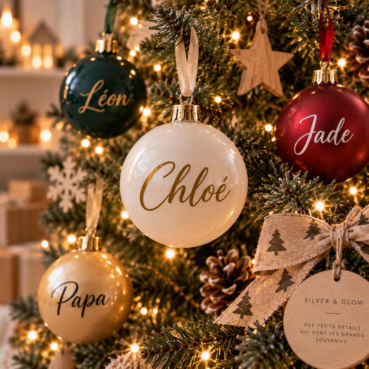 Boules de Noël personnalisées avec prénom | Silver & Glow